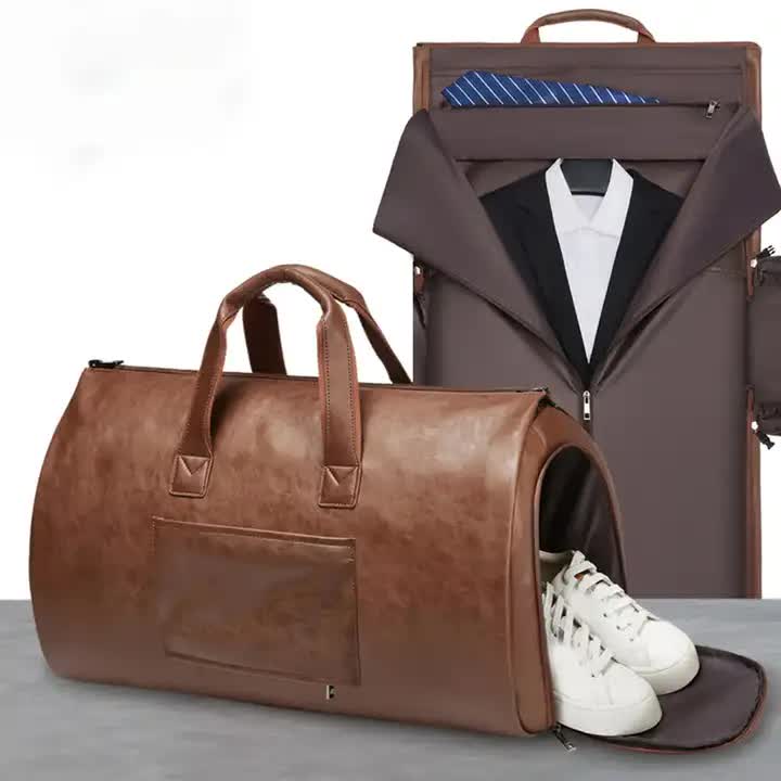 Purple PU Leather Travel Duffel Bag - Large Capacity Waterproof Suit Bag with Shoe Compartment โ image 2