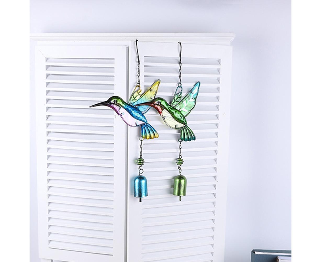 Cute Hummingbird Metal Tubes Wind Chime Bell Home Yard Wall Hanging Ornament-Green Wind Chime Tube — image 5