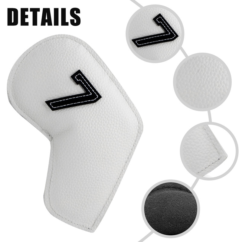 Gray Green Golf Iron Head Covers Set of 10 - Waterproof PU Leather Club Protectors with Embroidered Numbers (3-9, P, A, S) โ image 6