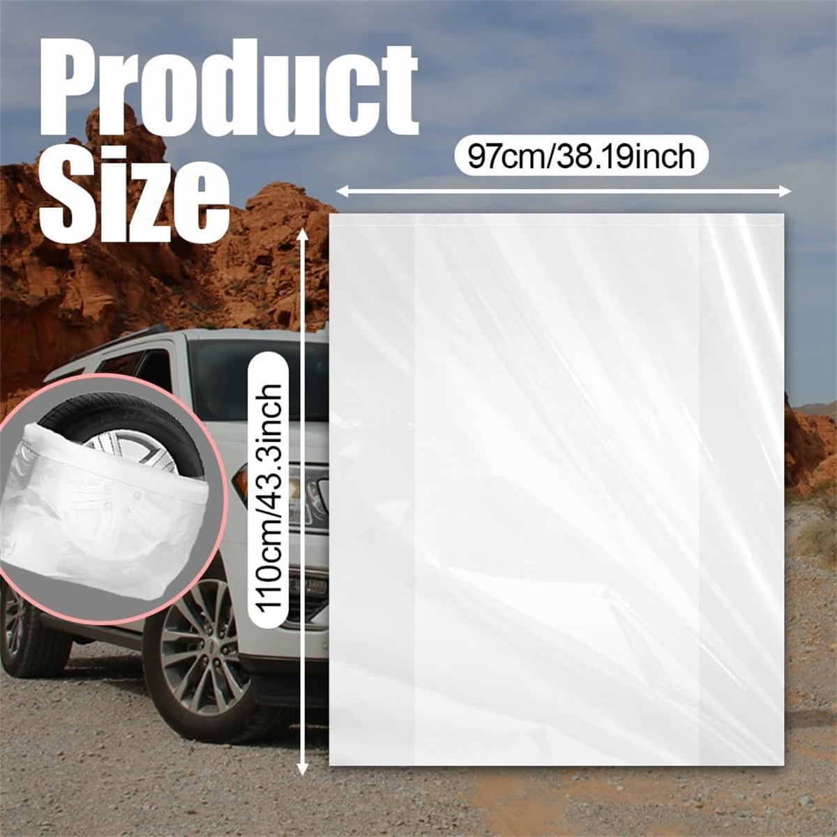 4Pcs Extra-Large Tire Covers,Tire Storage Bags,Waterproof Dustproof Wheel Protective Cover,Automotive Accessories Tear-Resistant Plastic Tire Bags Spare Tyre — image 2