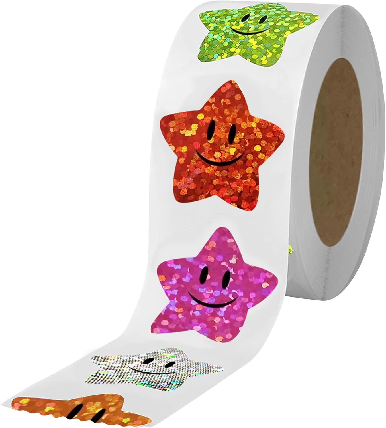 700Pcs Smiley Face Star Stickers for Kids Reward,1inch 8 Colored Sparkly Foil Star Stickers for Student Planner and School Classroom Teacher Supplies 3.15inch