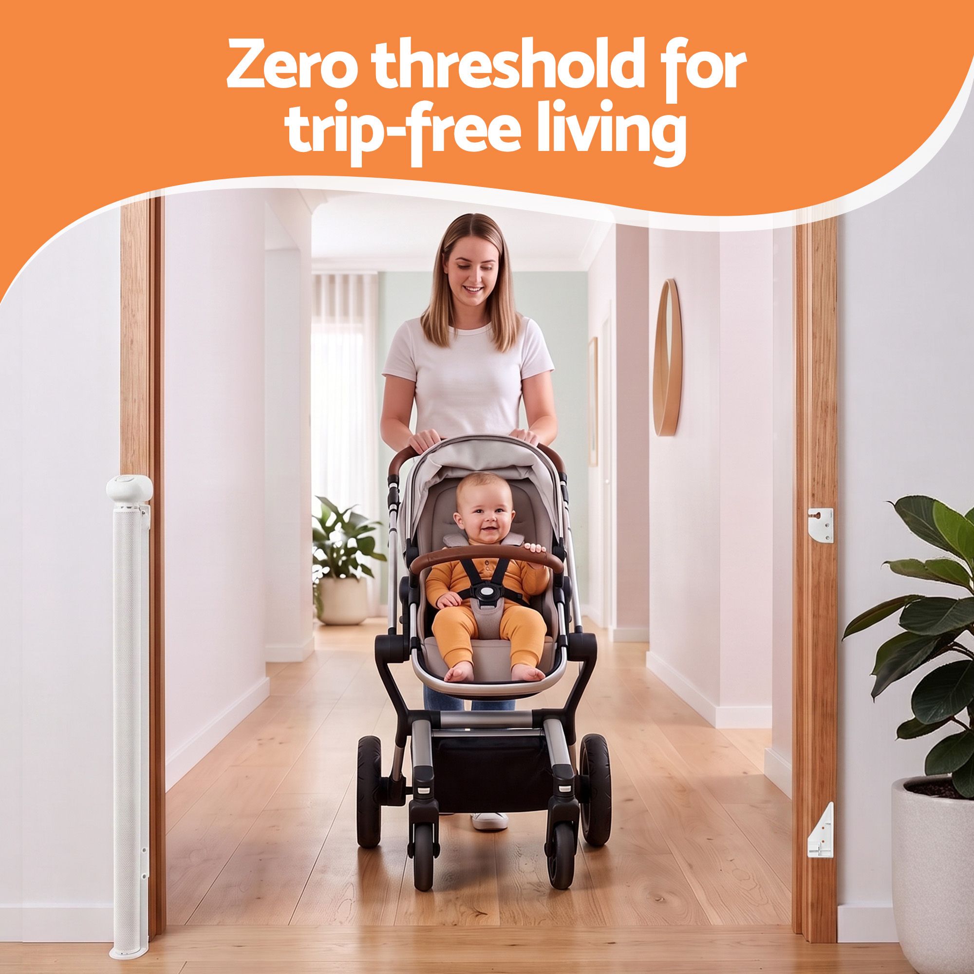 Keezi Retractable Gate Baby Gate Pet Safety Fence Extends up to 140cm White โ image 5