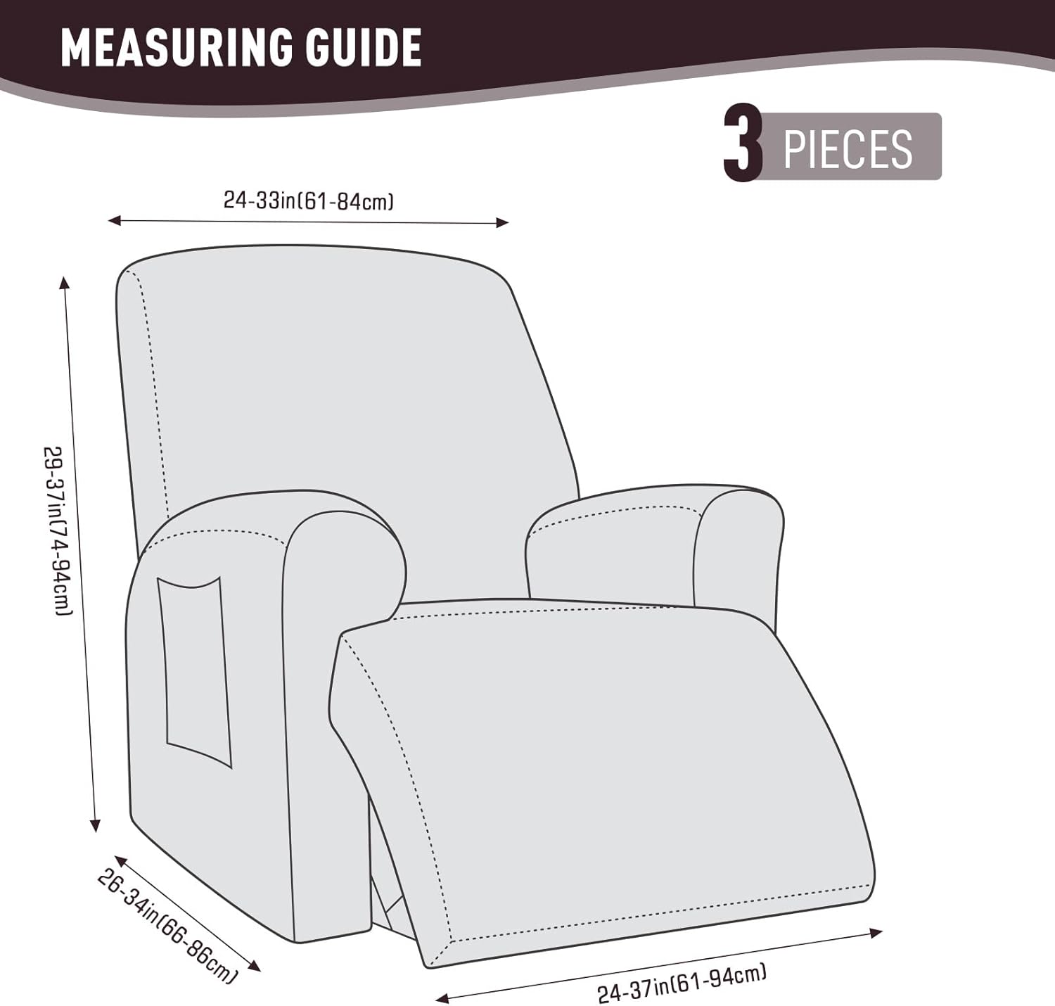 Recliner Covers, Stretch Reclining Chair Covers, Recliner Sofa Slipcovers Stripe Jacquard Recliner Couch Covers Furniture Protector Covers for Pet Kid (1 — image 6