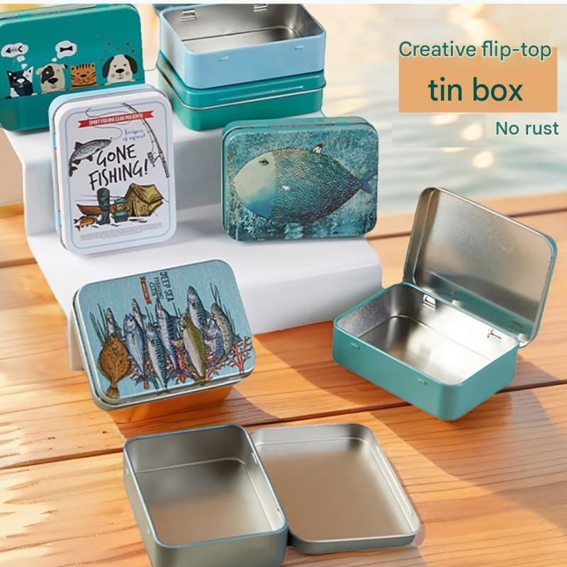 3-Pack Fishing club patterns Portable Metal Storage Box for Cotton Swabs and Coins – Compact and Portable (95x70mm), Durable Storage Accessory — image 4
