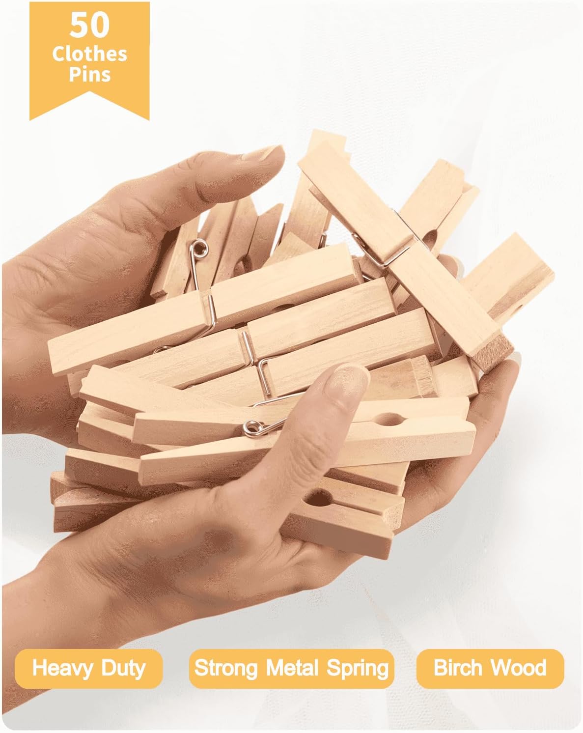 Large Clothes Pins Wooden Clothespins, 4 Inch 48 Pack Heavy Duty Outdoor Pegs, Clothing Hanging Laundry Close Pin Chip Clips Cheer Pins for Bags Photo Picture β image 2