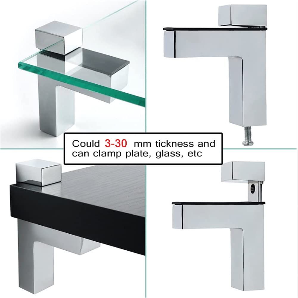 2 Pcs Adjustable Wood/Glass Floating Shelf Brackets Wall Mount, Solid Metal 90 Degree Right Angle Adjustable Wood Glass Shelf — image 3