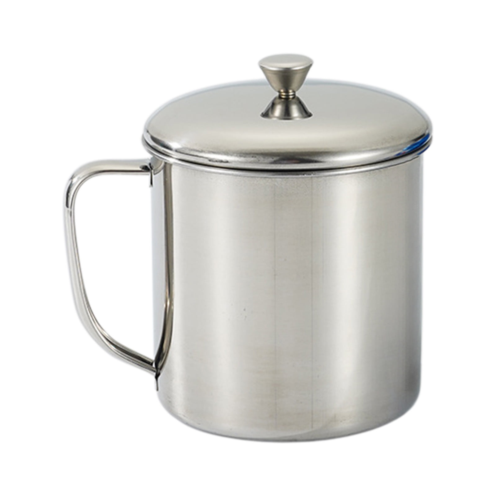 Stainless Steel Coffee Cup - Metal Tea Mug with Lid and Handle for Camping and Everyday Use XL Silver