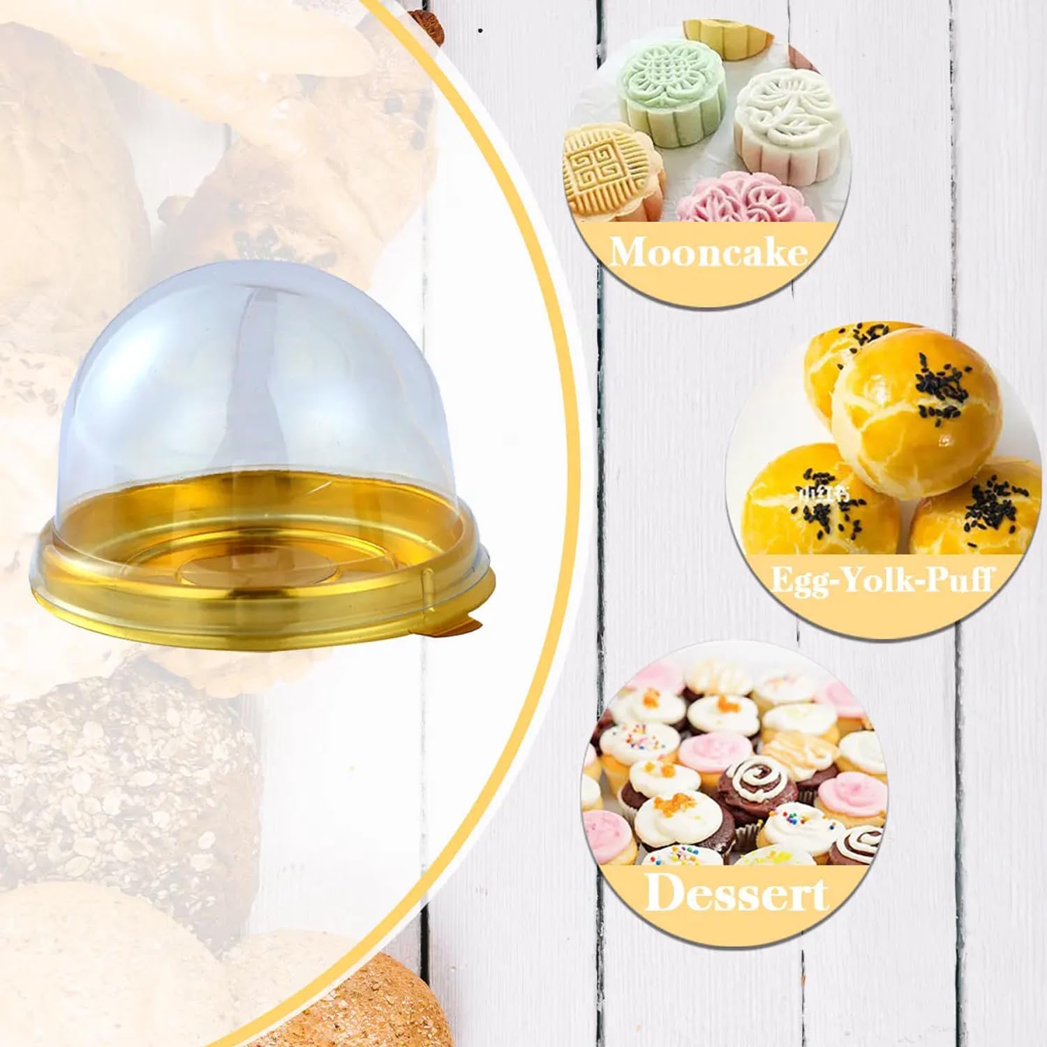 50Pcs Clear Plastic Mini Cake Box with Dome Lids, Mini Muffin Container Box Mooncake Dome Box Pastry Baking Packaging Boxes Wedding Birthday Gifts Supplies โ image 4