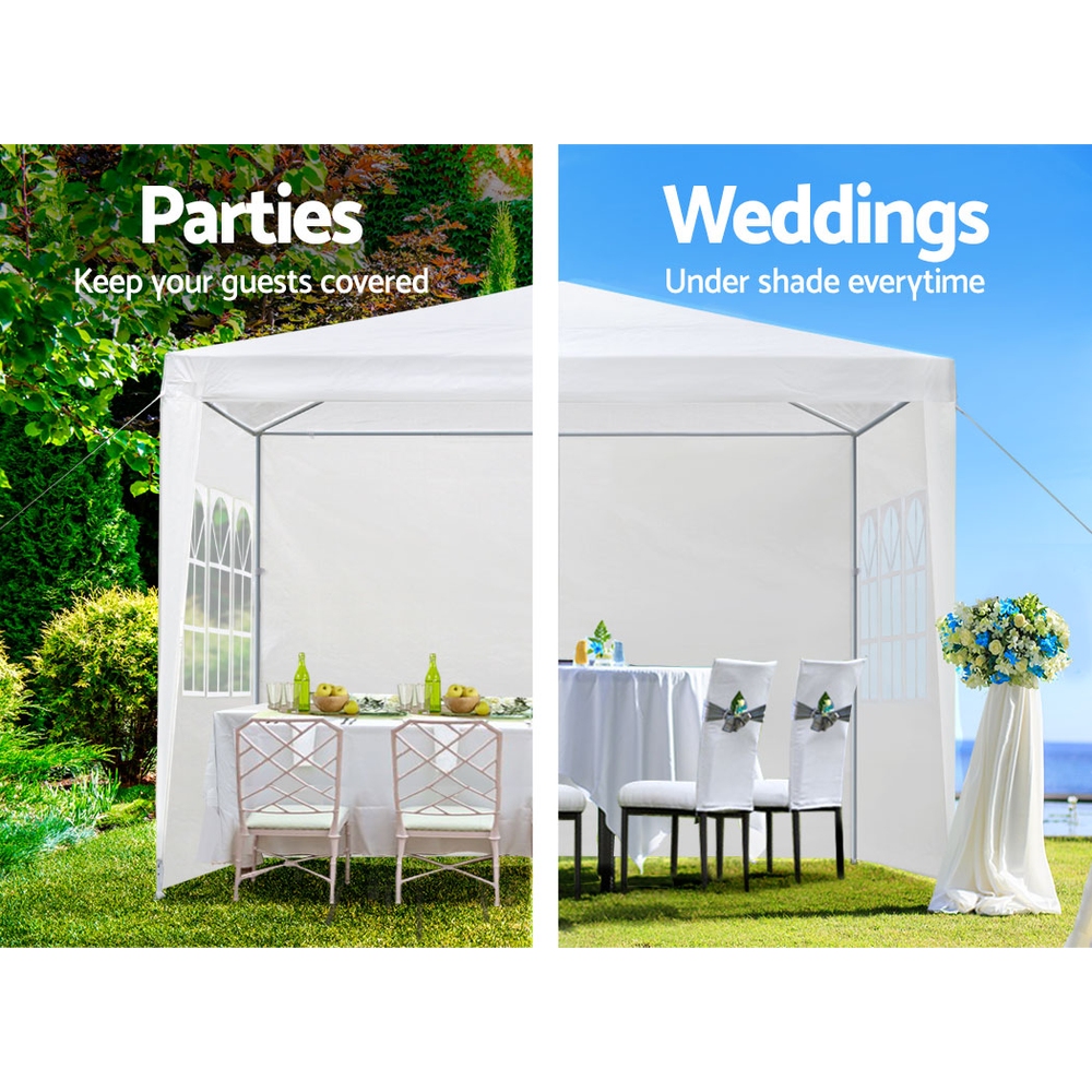 Instahut Gazebo 3x3m Marquee Wedding Party Tent Outdoor Camping Side Wall Canopy Window Panel White — image 4