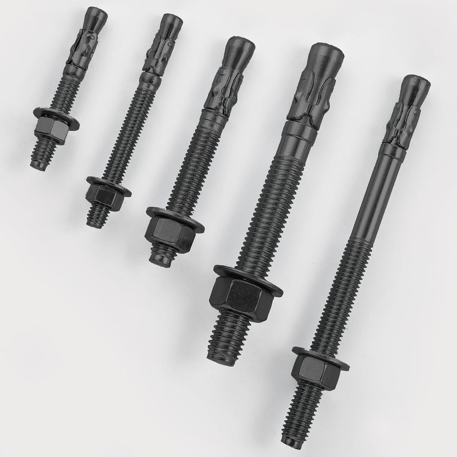 10Pcs 3/8x3 Inch Standard Fasteners for Heavy-Duty Black Wedge Anchors for Cement and Concrete โ image 3