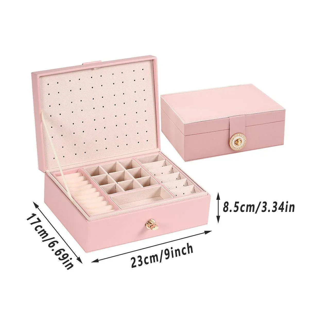 Large Pink Jewellery Box Double Layer Storage Case Organiser for Accessories — image 3