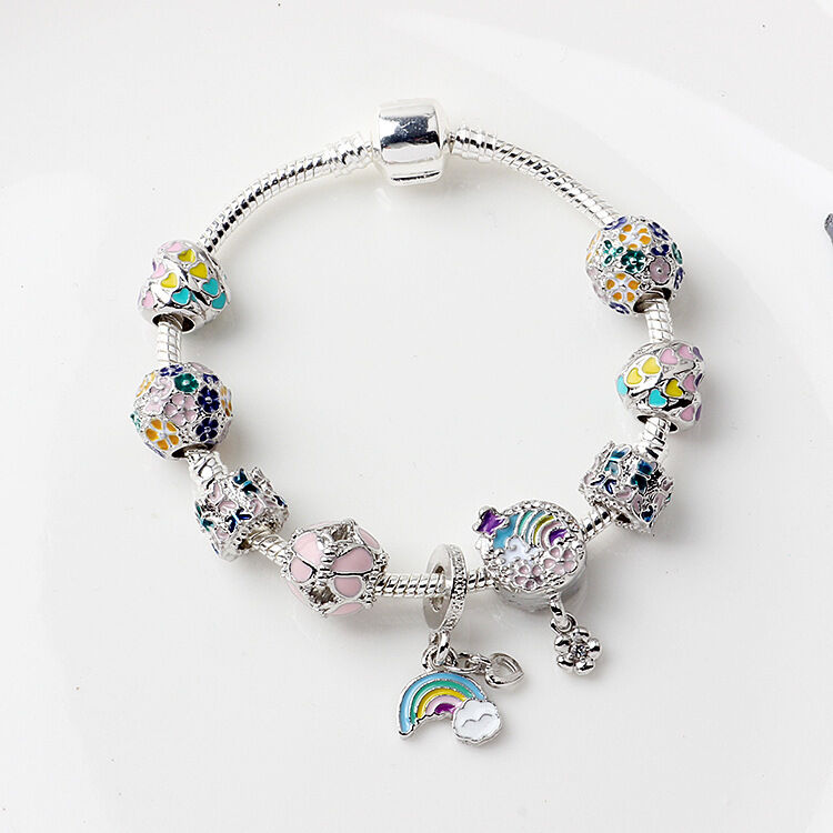 Sky-themed Heart Wreath Rainbow Pendant Alloy Bracelet(19cm) โ image 5