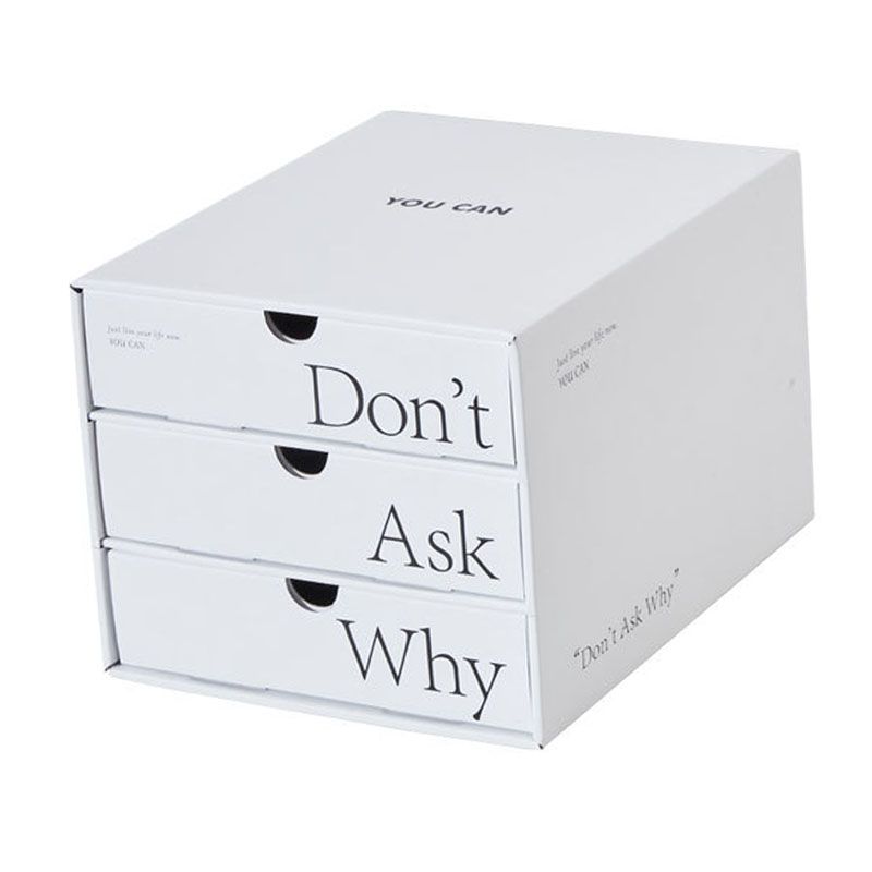 Desk Organizer with Drawer Corrugated Paper 3 Tier Desktop Storage Box for Home Dorm Office White โ image 2