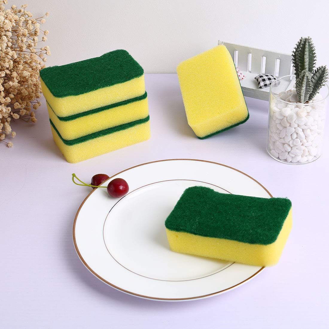 4 Pcs Cleaning Scrub Sponges Abrasive Scrubber Sponge Dish Pads Dishwashing Sponge for Kitchen, Dishes, Bathroom, Car Wash — image 2