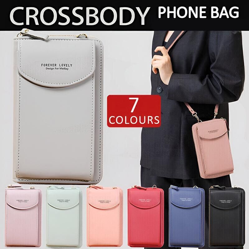 Women Pouch Bag Mobile Phone Bag Pu Leather Crossbody Purse Wallet Shoulder Bag - Pink — image 2