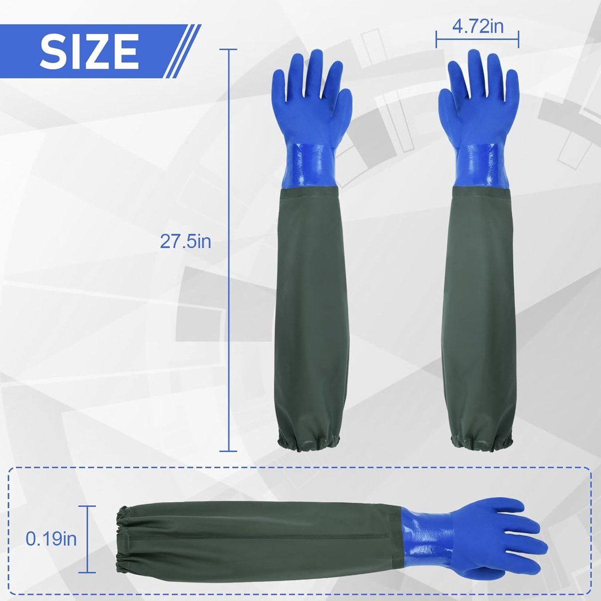 Waterproof Long Rubber Pond Gloves with 28 Inch Sleeves, Thick PVC Wear Resistant for Car Wash Fishing Digging and Chemical Handling with Seamless Cotton Liner โ image 6