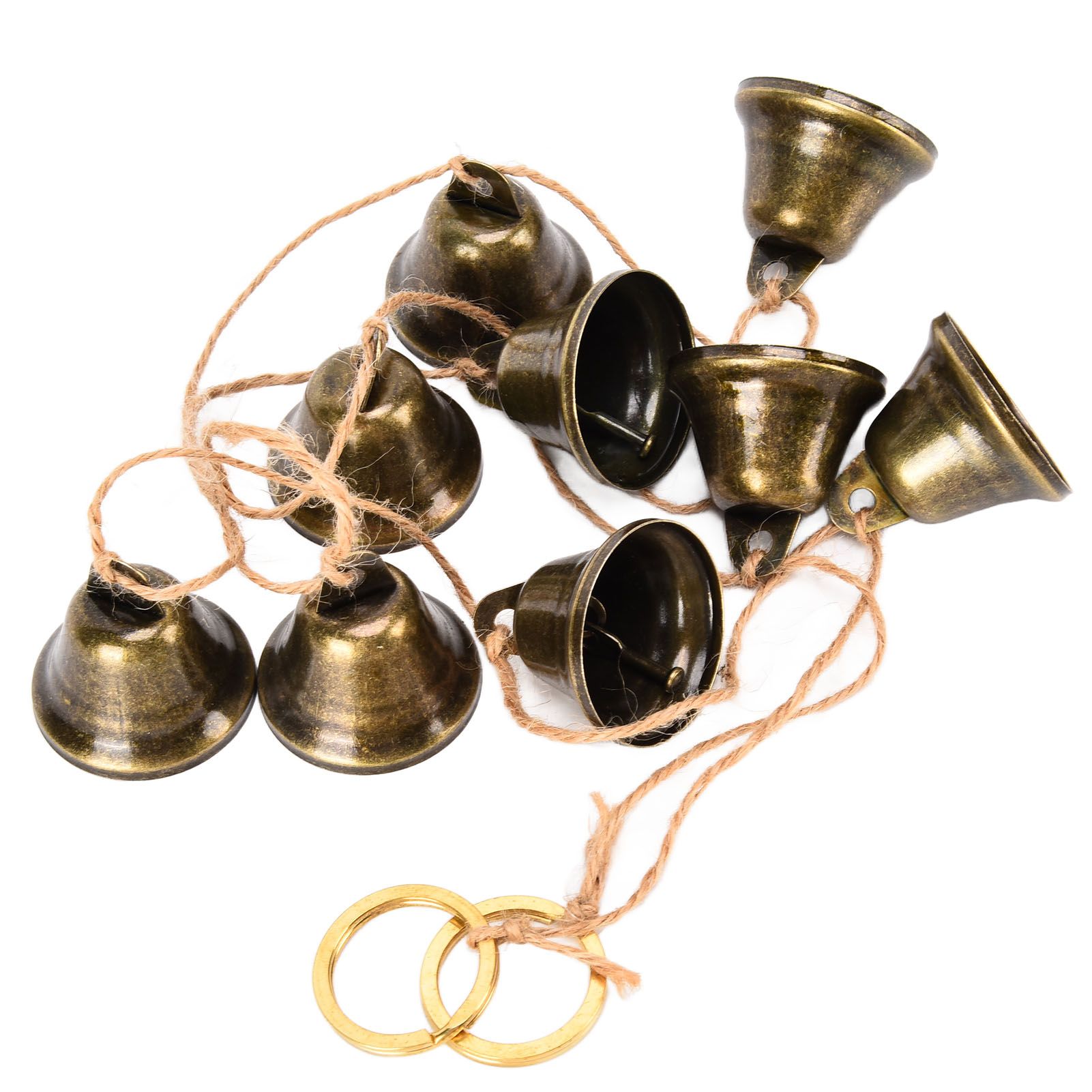 Hanging Bells String Handicrafts Decorative String of 9 Iron Vintage Christmas Bells for Home Office Wall — image 3