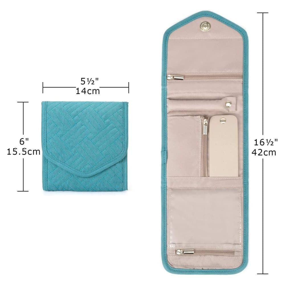 15cm Travel Jewelry Box with Compartments, Dark Blue Compact Jewelry Storage Bag Easy to Carry in Your Bag โ image 2