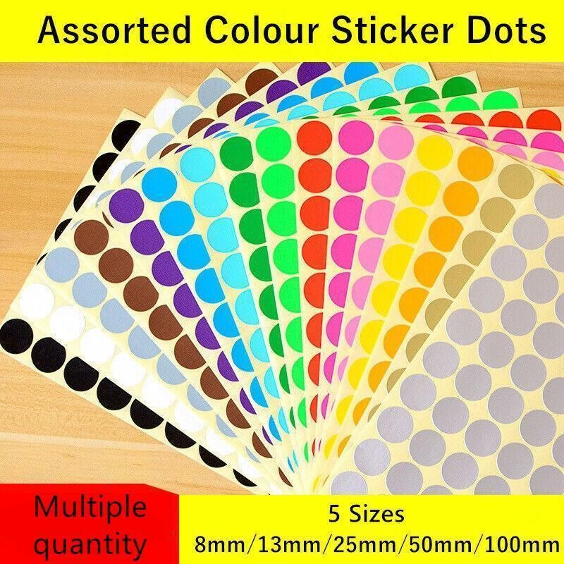 Orange Assorted Sizes Colour Sticker Dots Adhesive Round Labels Circular Spot Scrapbook - 13mm*132 Dots โ image 2
