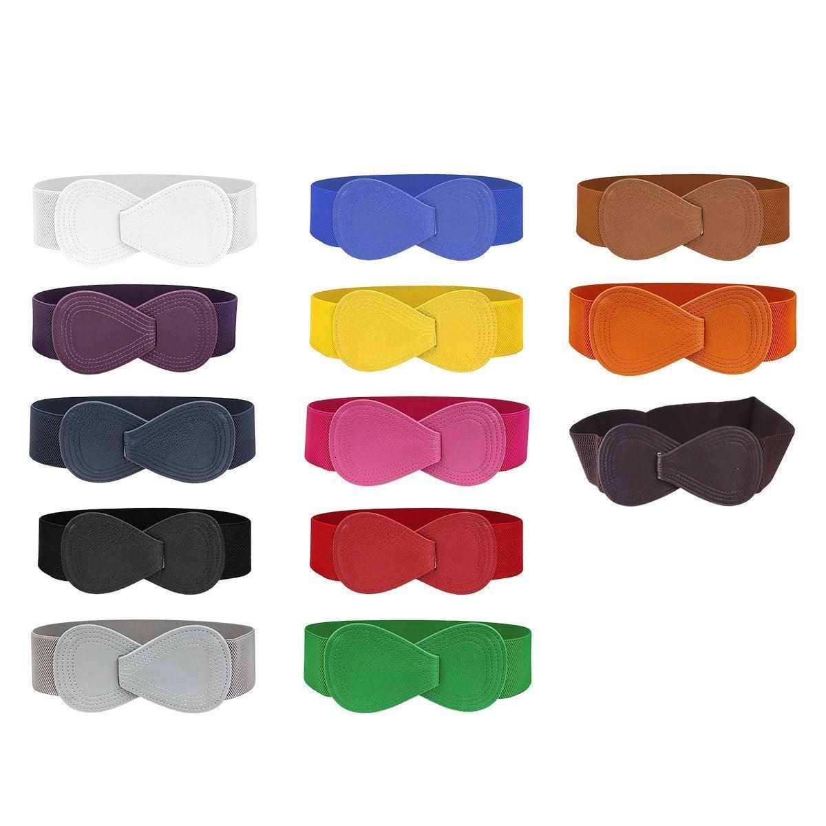 Fashion Belt Red Elastic Waist Cover Wide Belt Women Black Elastic Bow Decoration - Red β image 3