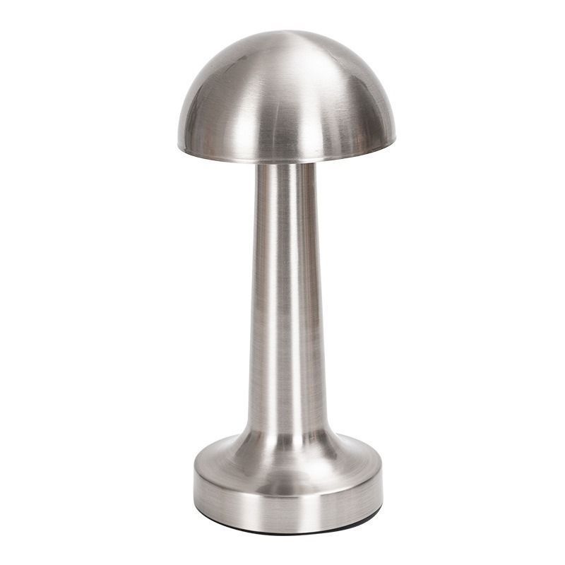 3-Color Dimmable LED Table Lamp Silver Dumbbell B Style, USB Charging Minimalist Metal Tap Light, Office Desk Eye-Caring Ambient Light