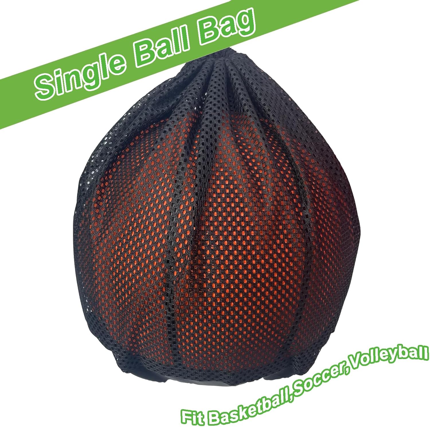 Black Crossbody Sports Ball Bag with Drawstring for Basketball Volleyball Football — image 2