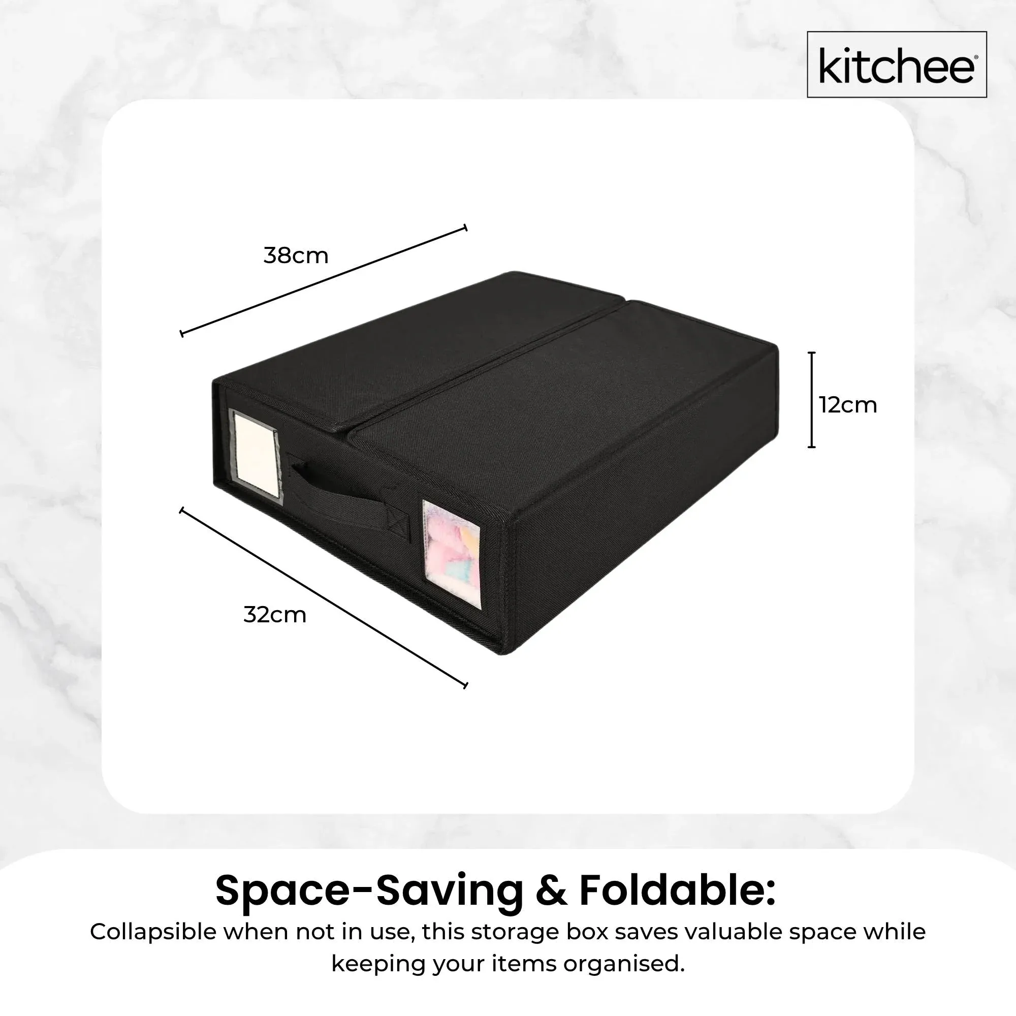 Kitchee 10x Foldable Bed Sheet Storage Box - Linen + Closet Organiser Black — image 6
