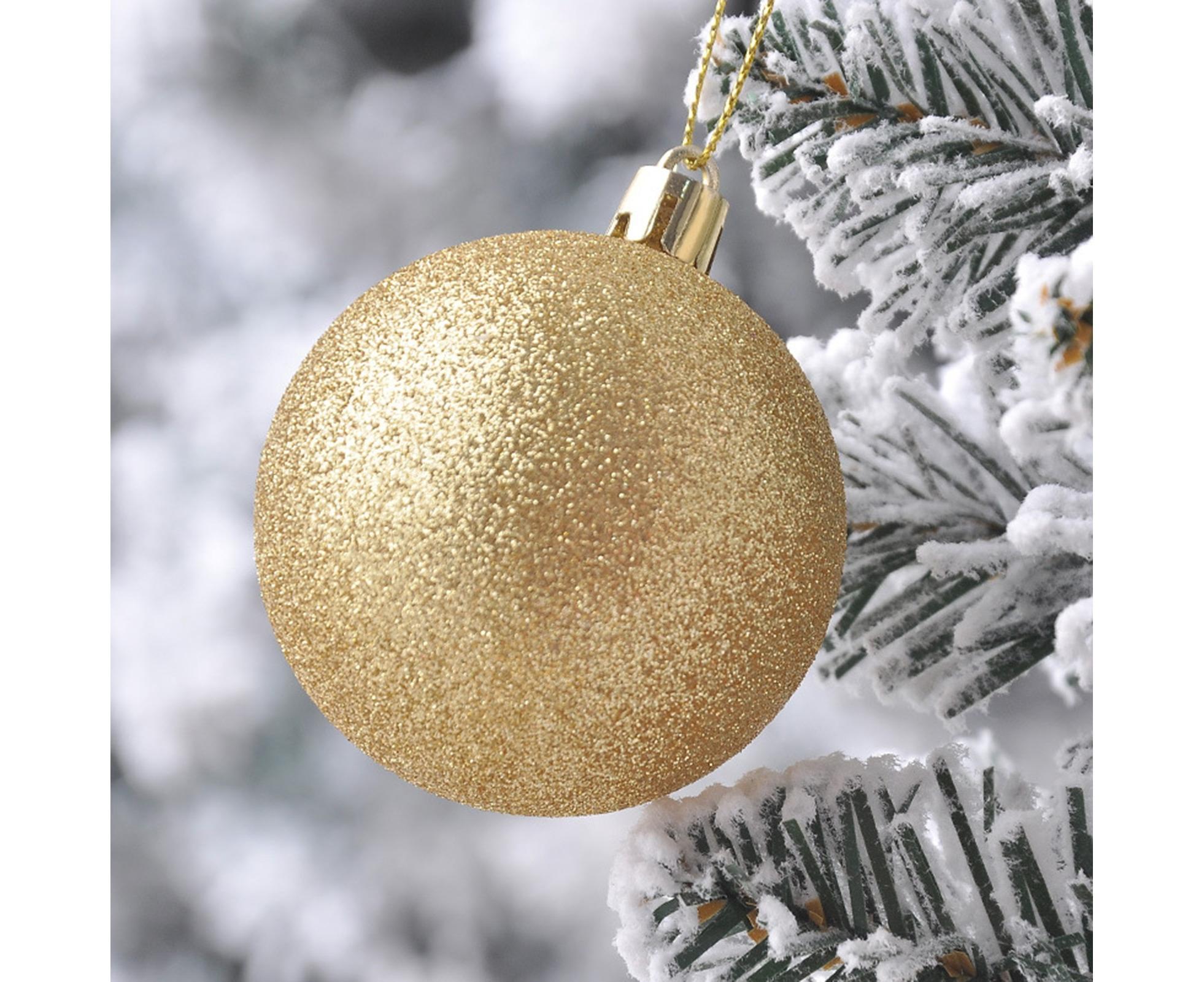24Pcs Xmas Balls Glitter-Golden 4cm โ image 5