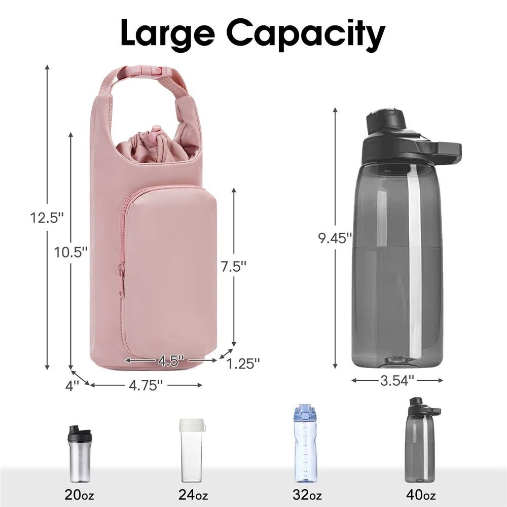Water Bottle Carrier Bag with Phone Pocket Tumbler Insulated Water Bottle Holder with Adjustable Shoulder Strap Carrier Sling Bag (pink) โ image 4