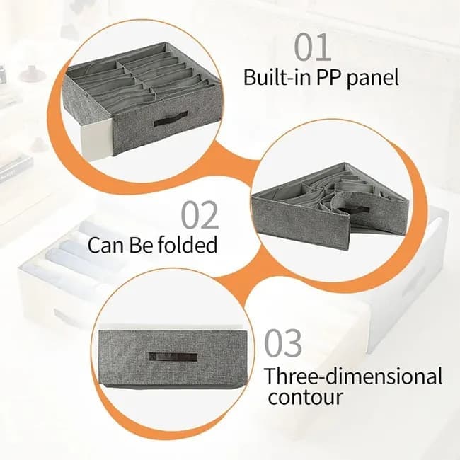 Collapsible Stackable Storage Box with Compartments and Reinforced Handles for Clothes Toys — image 4