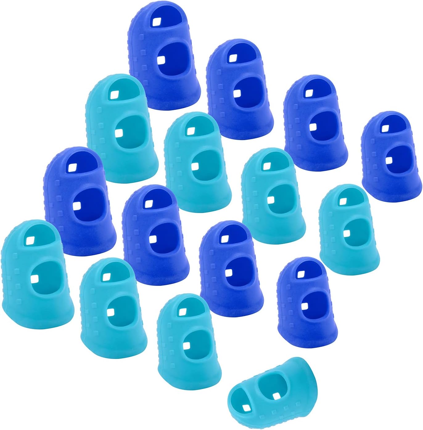 16 Pcs Finger Tips, 4 Sizes Silicone Thimble Fingertip Grips Thumb Protectors Pads Cover for Hand Sewing, Paper Sorting, Page Turning, Money Counting, Guitar
