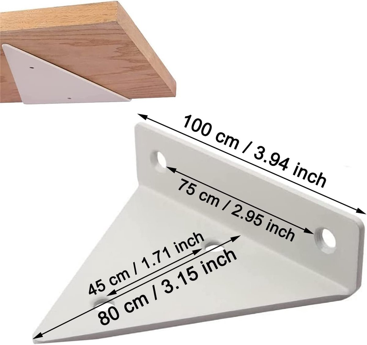 4 pieces - Shelf brackets - 10 × 8 cm - Wall-mounted floating bracket - Concealed shelf bracket - metal shelf brackets - triangular shelf bracket - with screws — image 5