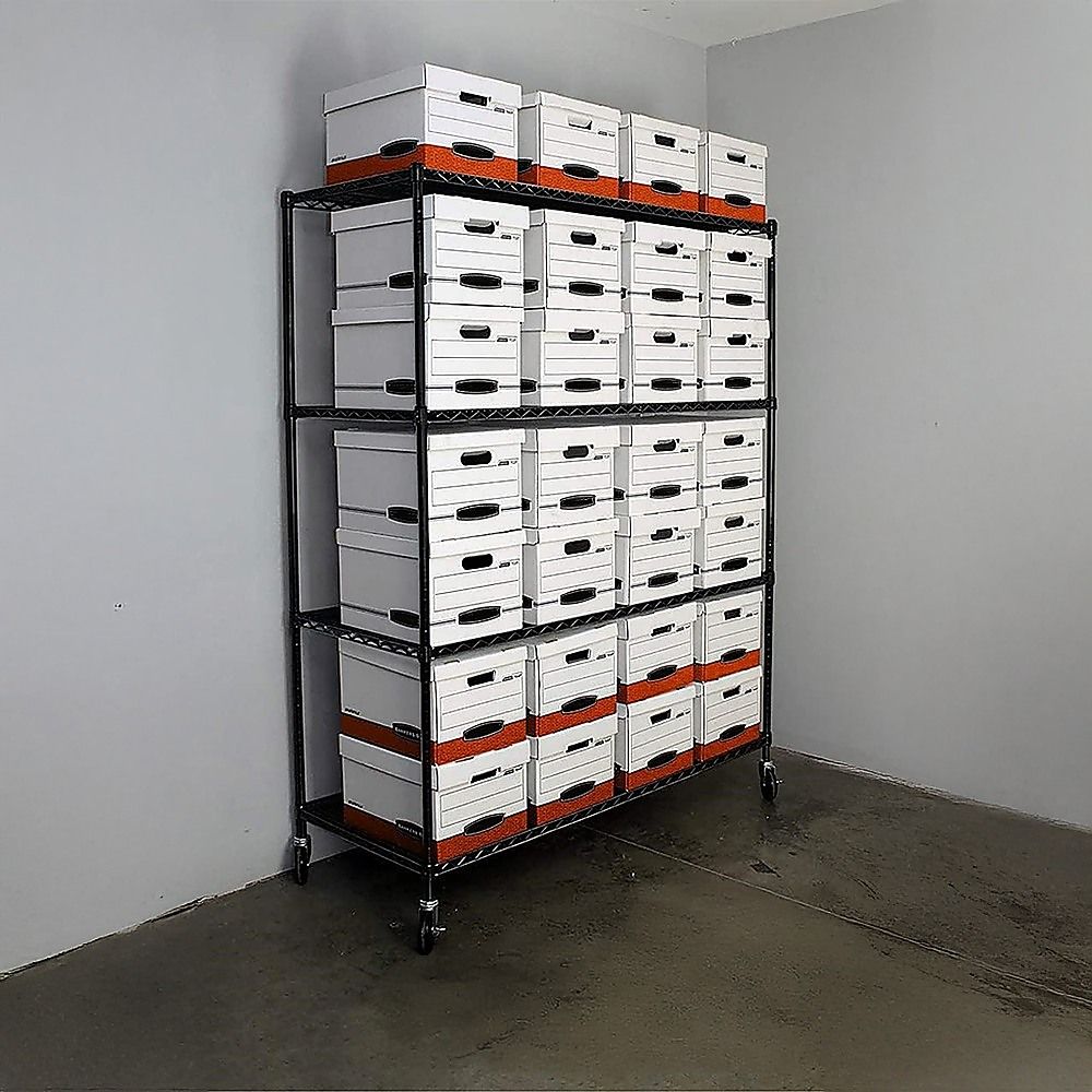 Modular Wire Storage 150x35cm Steel Shelving Black With Wheels For Garage Warehouse Or Kitchen Organisation โ image 6
