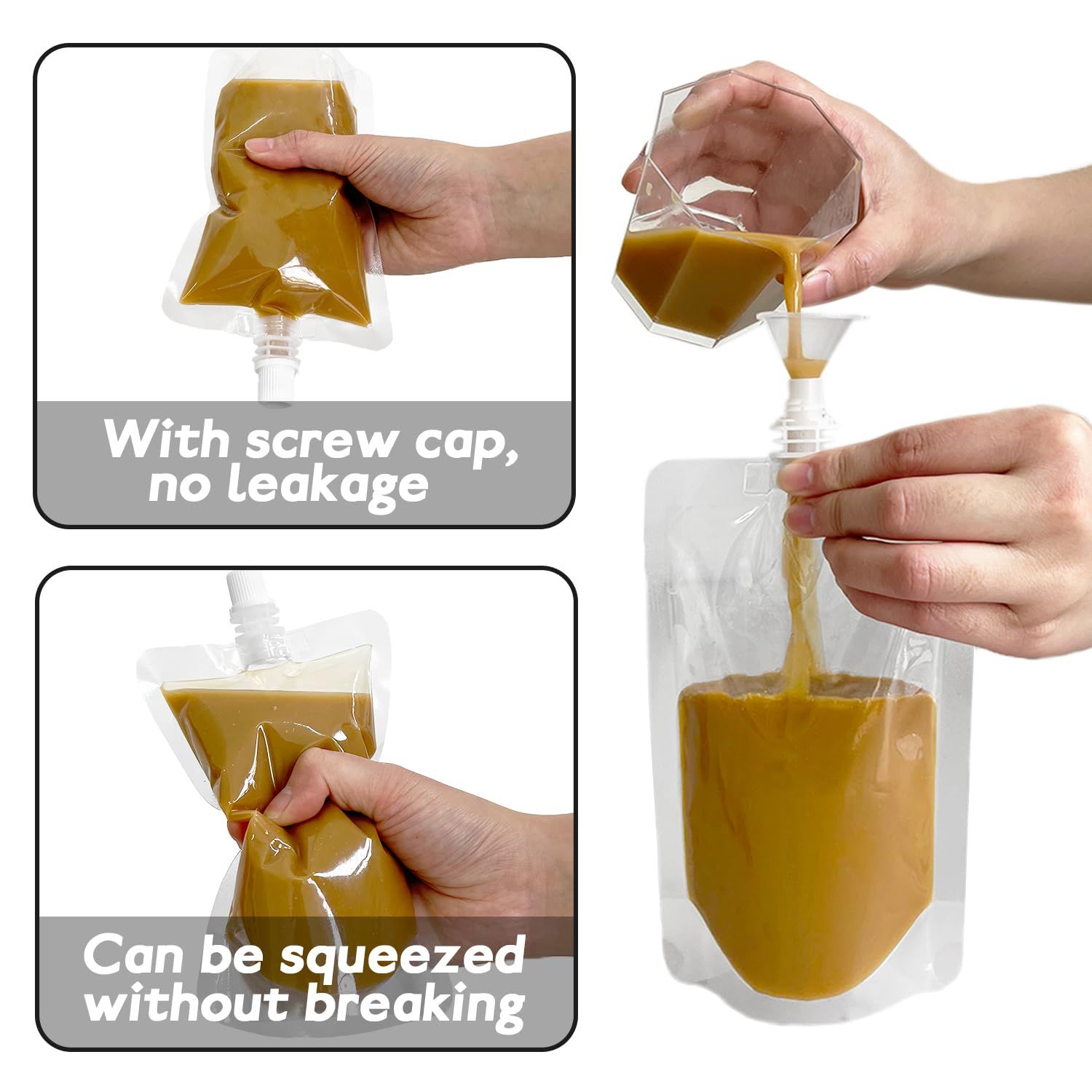 Plastic Flasks Concealable and Reusable Drink Pouches, Leak Proof Plastic Drinking Flasks for Travel Outdoor Sports Concerts Events — image 5