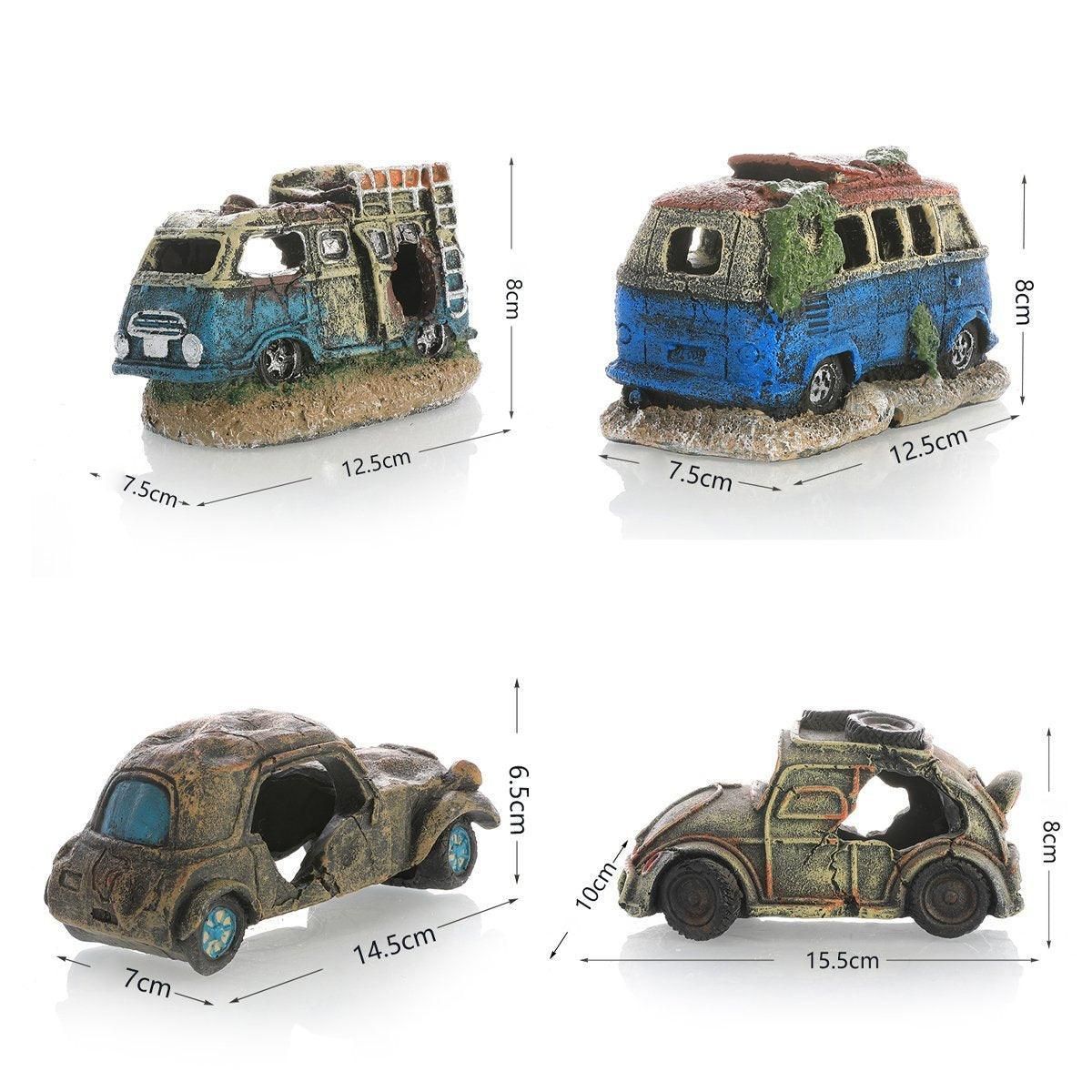 Creative Aquarium Decoration Resin Car Wreck Fish Shrimp Escape House Landscape - Old Sports Car — image 4
