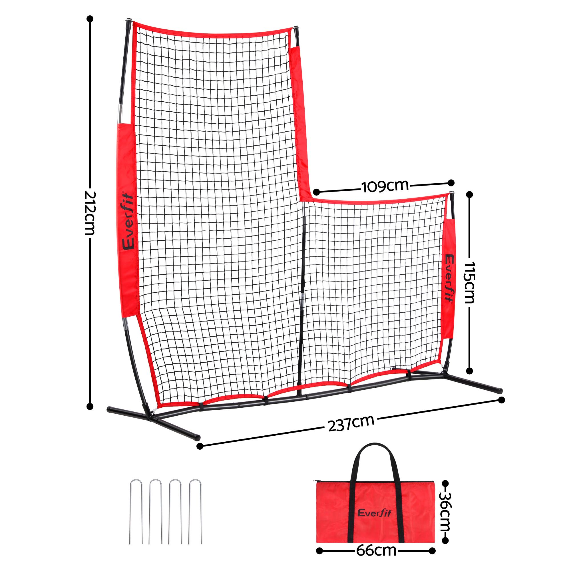 Everfit Baseball Pitching Net L Screen Softball Practice Portable Black โ image 2