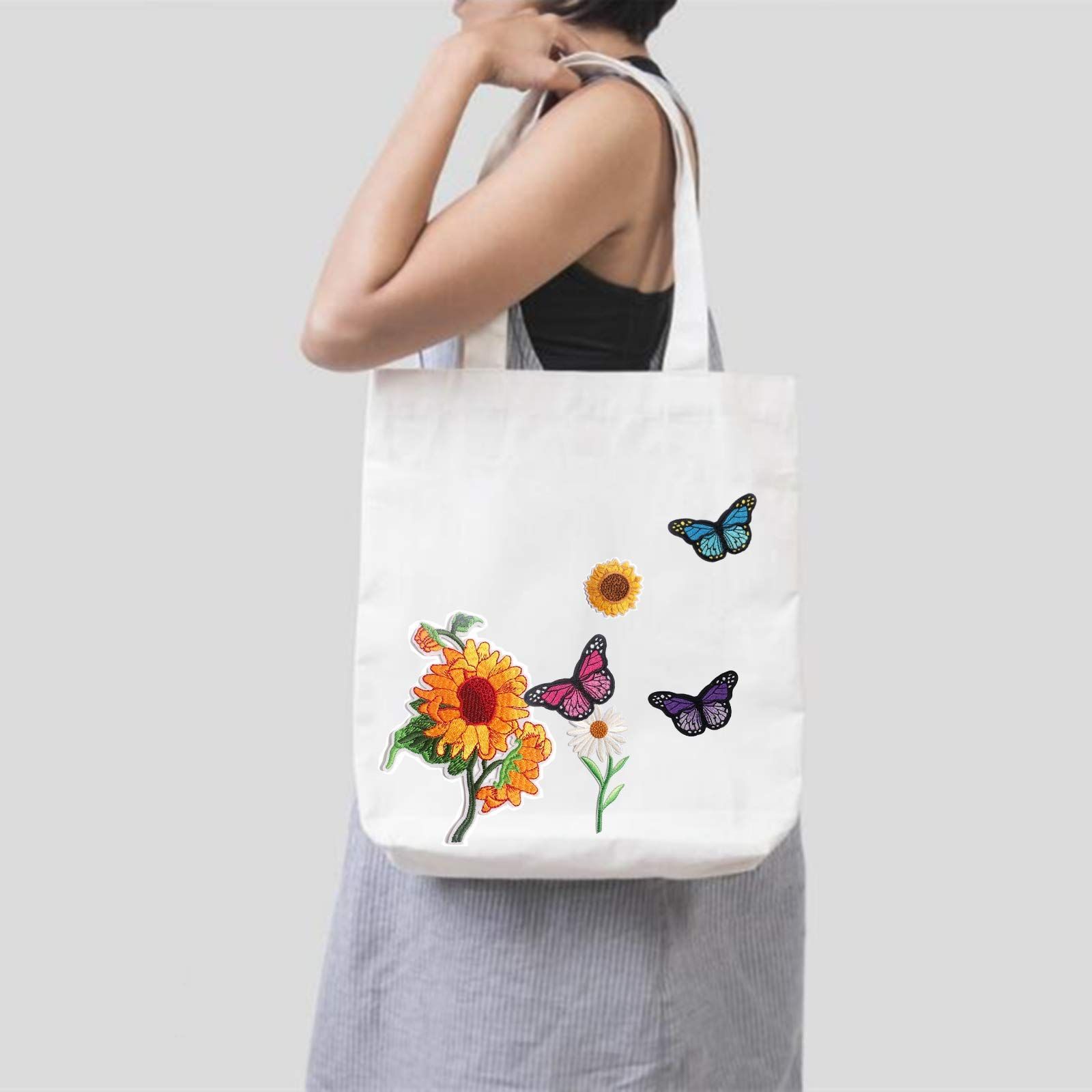 35 Pieces Embroidered Iron on Patch for Clothing,Sunflowers Butterfly Iron On Patches Set,Large Size Cute Decoration Embroidered — image 5