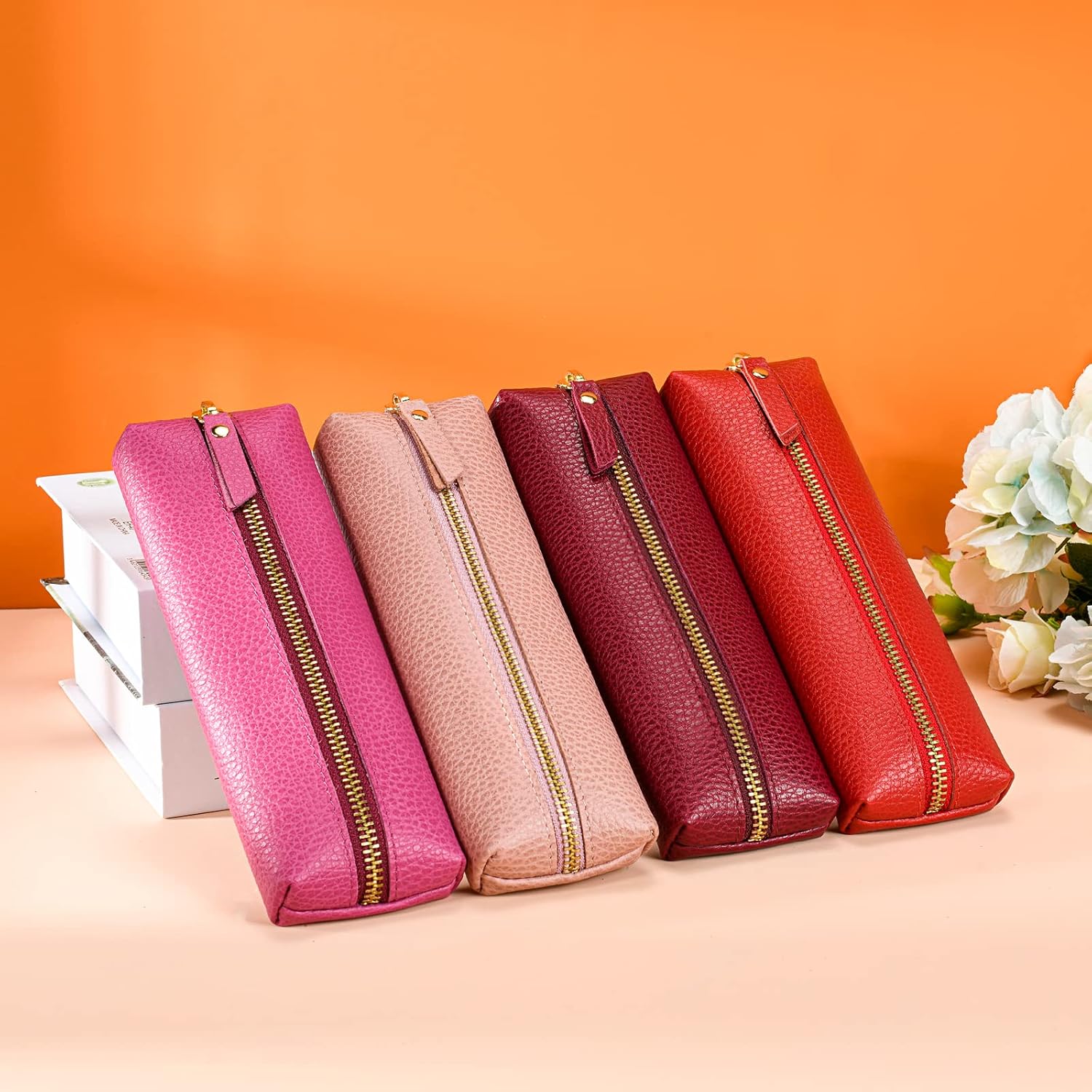 Genuine leather pen case, Cowhide pencil puch with zipper, Soft pen bag for adults — image 5