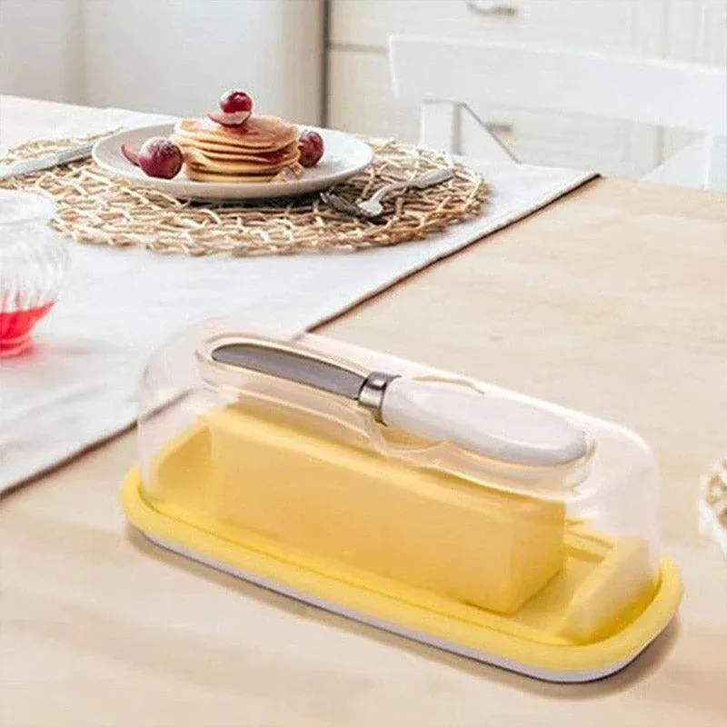 Square Butter Box with Knife Cheese Storage Container Cutting Tray for Kitchen β image 5