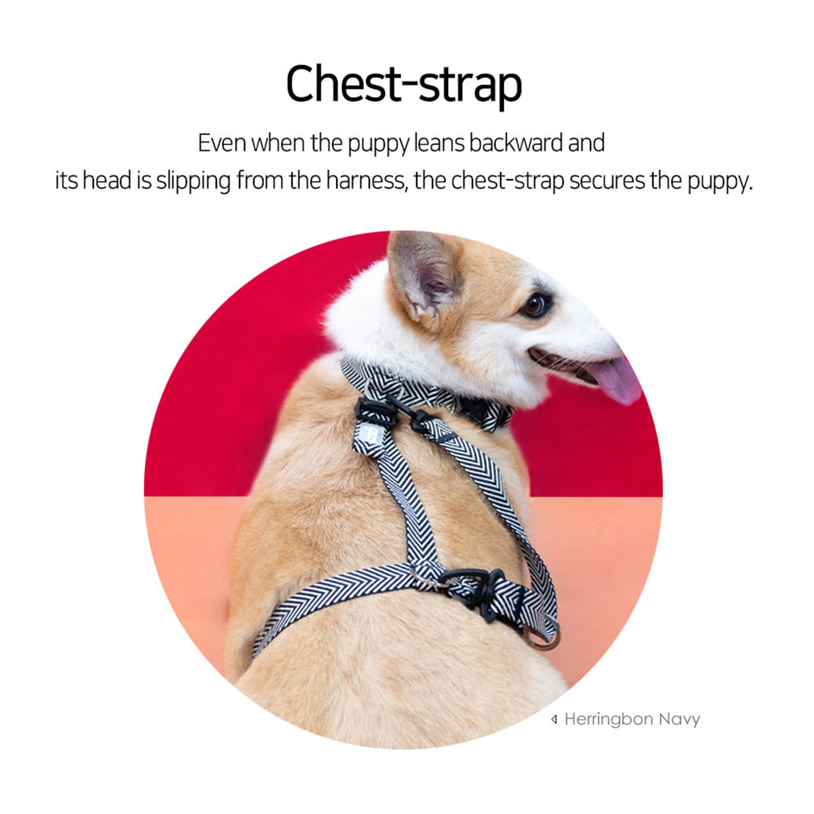 Dog Double-Lined Straps Harness Adjustable L MARBLE PINK — image 3