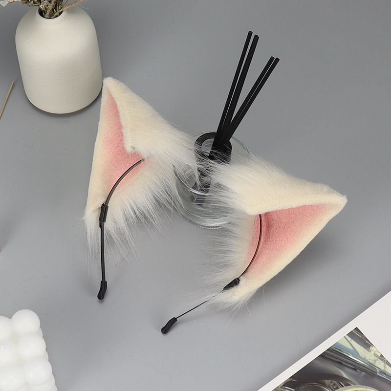 Animal Cosplay Ears Fox Cat Ears Chain Punk Cross Cat Ears Headbands QinRuan Cat Fox Faux Fur Ears Headband — image 2
