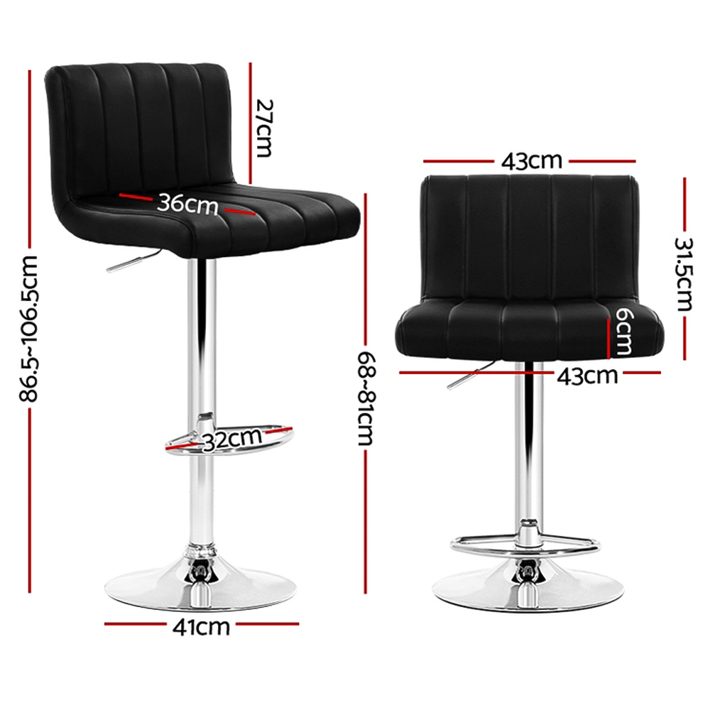Artiss 4x Bar Stools Gas Lift Leather Black โ image 2