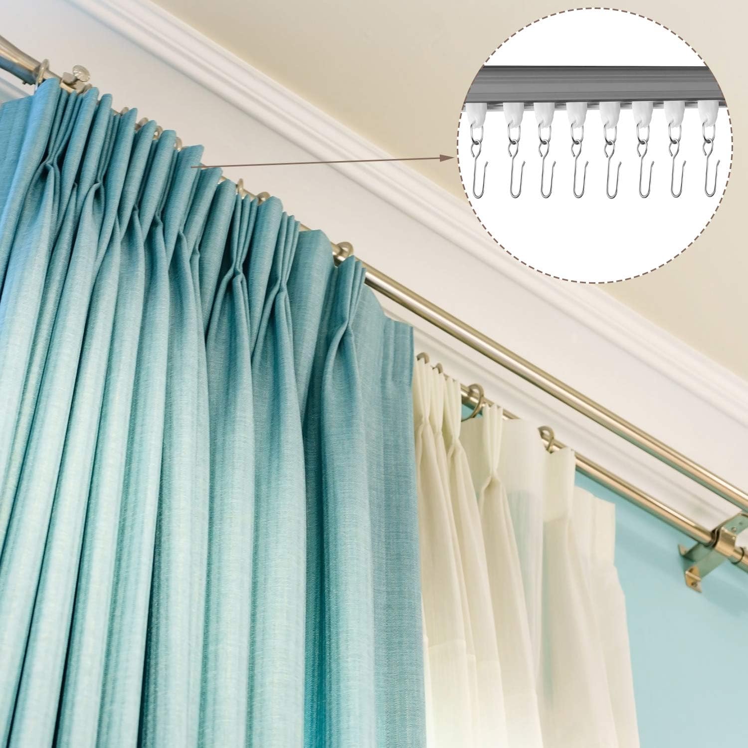 60 Pcs Metal Curtain Track Hooks S Shaped Small Curtain Metal Drape Wire Hooks for Ceiling Drape Track (Silver) โ image 5