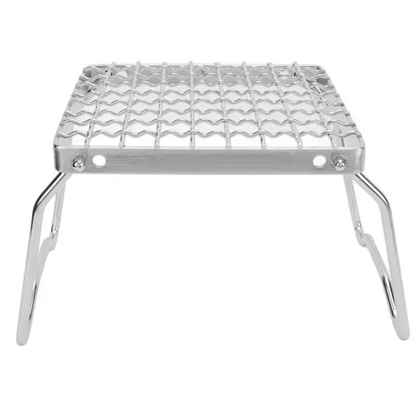 1 Piece Foldable Campfire Grill Stand, Stainless Steel Adjustable Mini Stove Rack for Camping, Picnics and BBQs, Silver, 16 × 16 cm — image 3