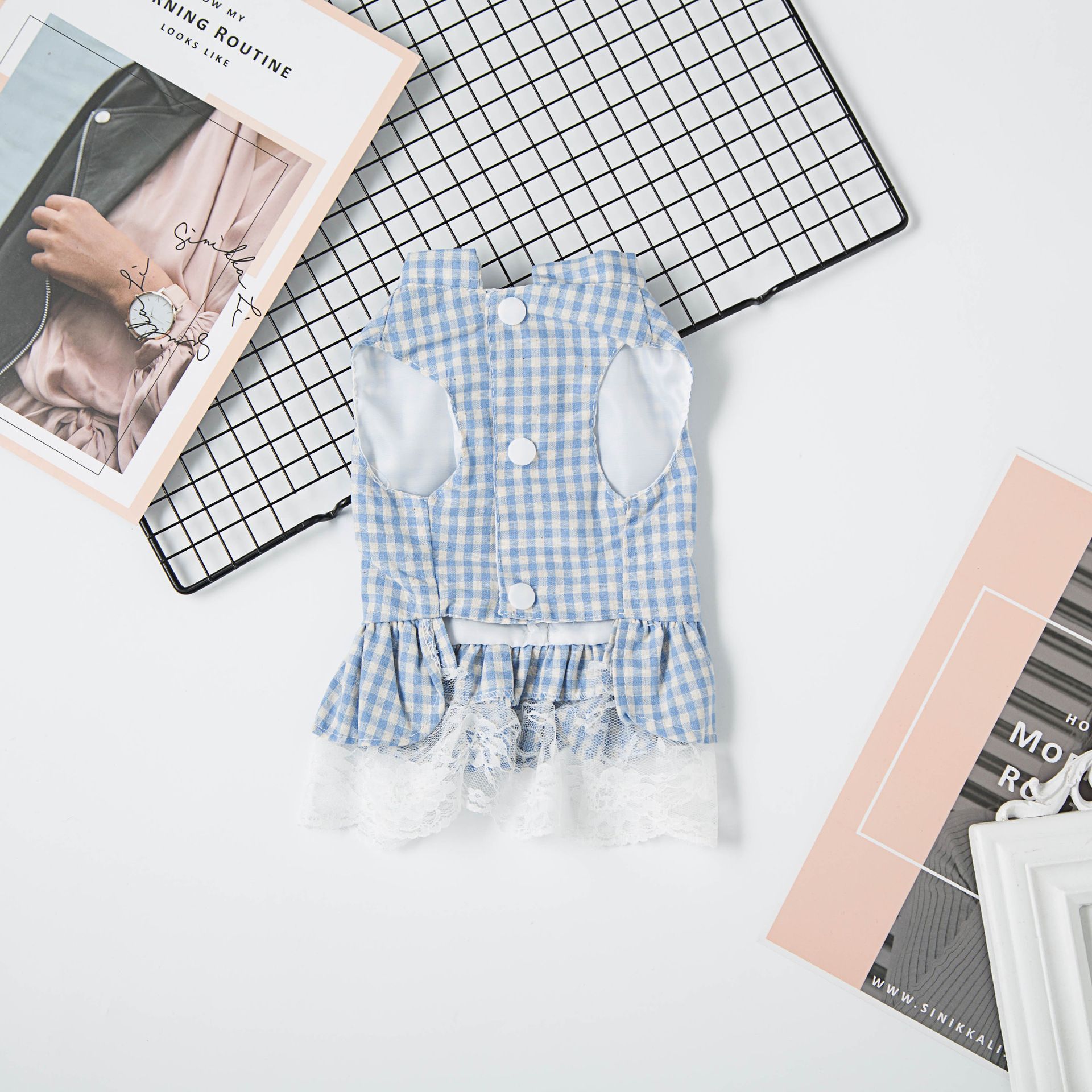 Pet Dog Princess Skirt Cloth Casual Style Plaid Skirt Pink — image 4