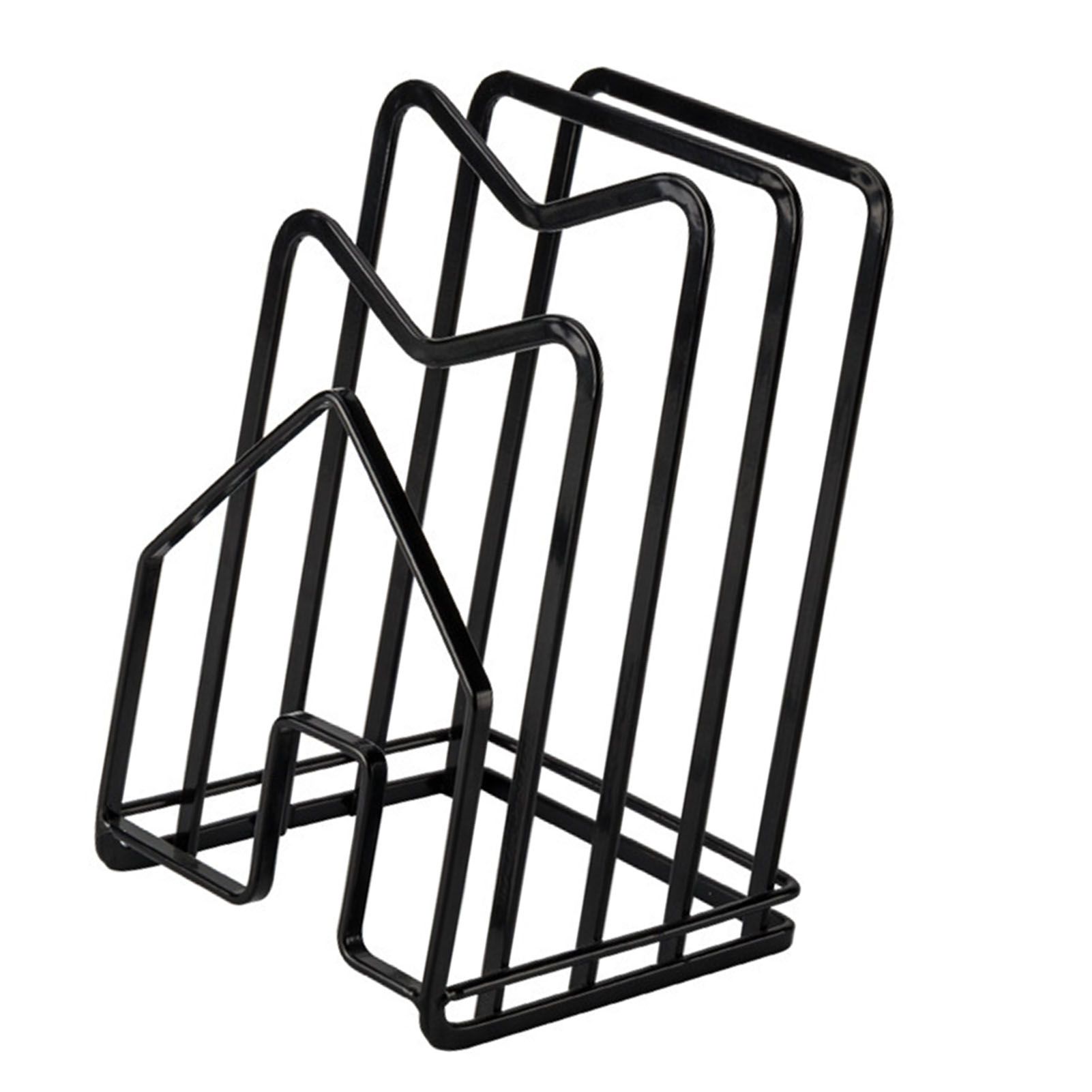 Chopping Board Storage Rack Multifunctional Pot Pan Lid Stand Holder Iron Good Ventilation Kitchen Countertop Organizer Black Standard — image 3