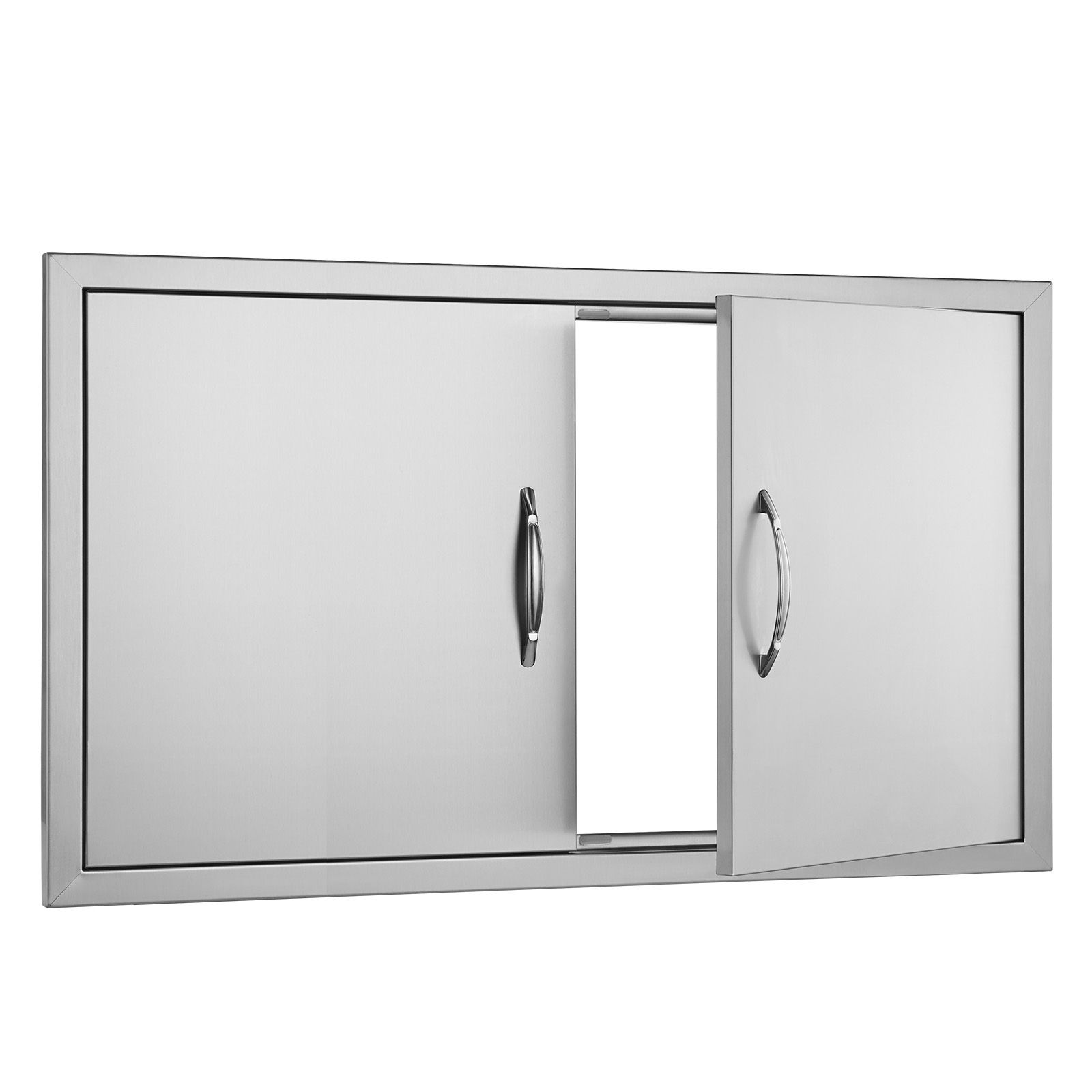 BBQ Access Door, 915 × 533 mm Double Outdoor Kitchen Door, Stainless Steel Flush Mount Door, Wall Vertical Door with Handles, for BBQ Island, Grilling Station