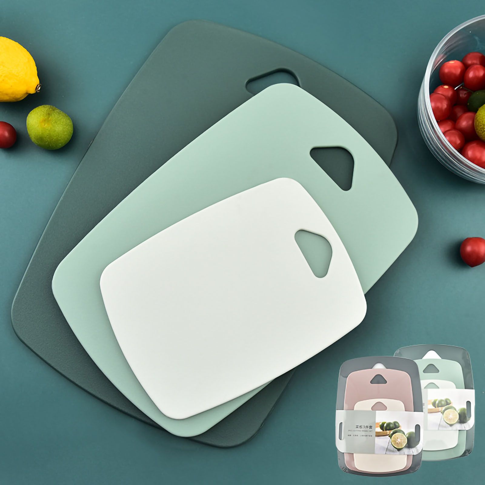3pcs Cutting Board Set Safe PP Easy Grip Handles Multifunction Kitchen Chopping Board for Home Type 2 Square โ image 5
