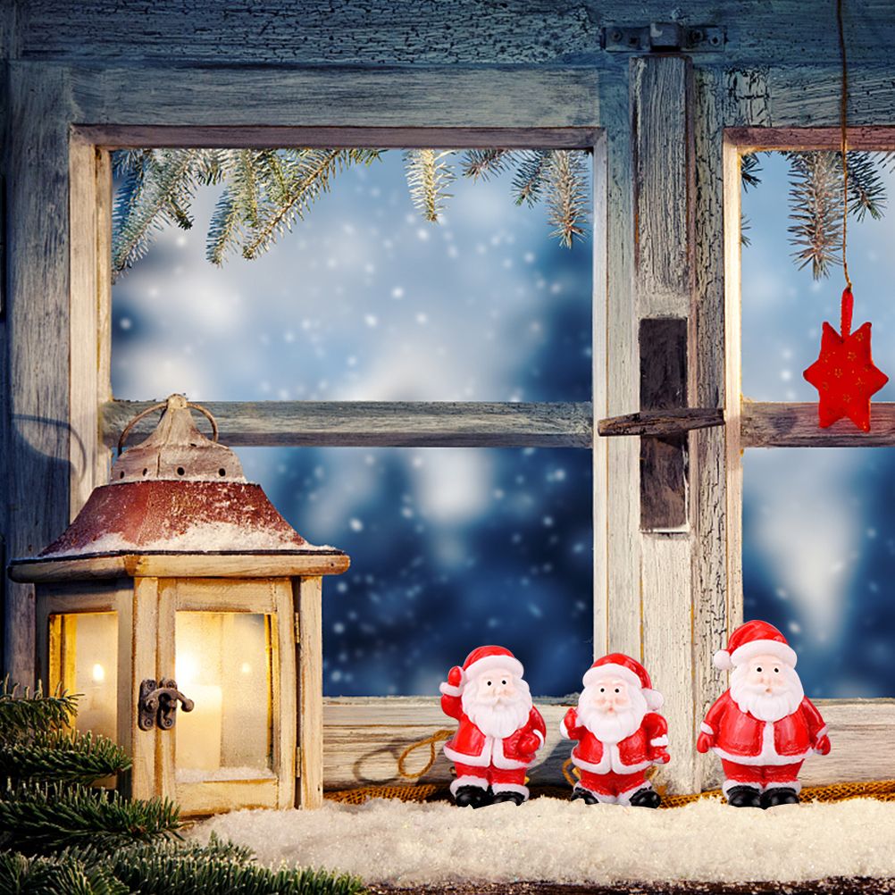 12PCS Christmas Miniature Figurines Santa Claus Tabletop Figurines Resin Gardening Props Christmas Gifts for Kids Friends — image 4