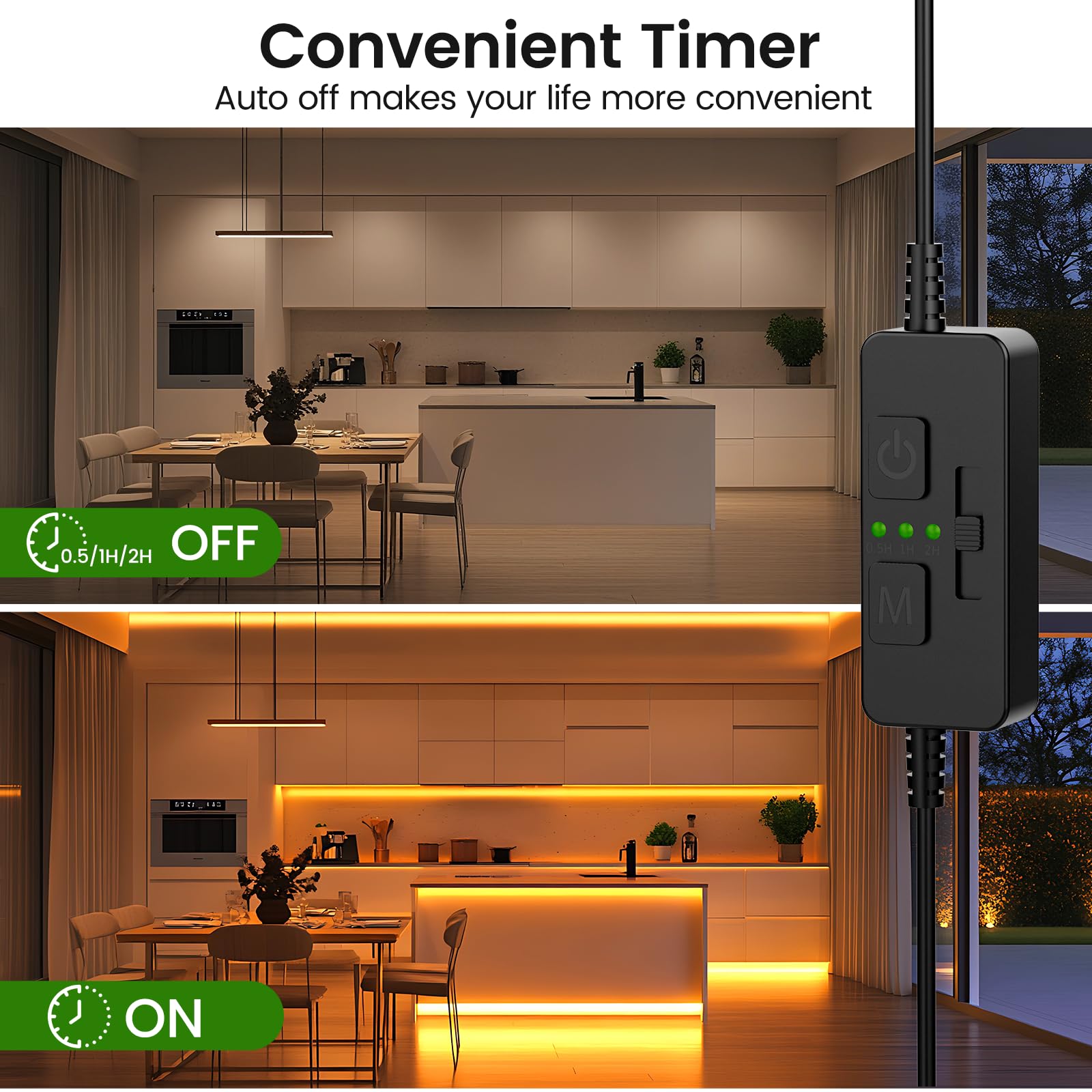 Single Color Slider Dimmer with Timer - PWM 1pc DC 5V/12V/24V LED Controller, 36W Max, Slide Brightness Control & Auto-Off for LED Strip Lights — image 4